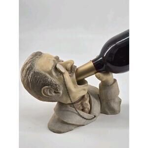Vtg Kitsch A. Dickinson Old Man Heavy Resin Wine Liquor Bottle Holder Home Decor
